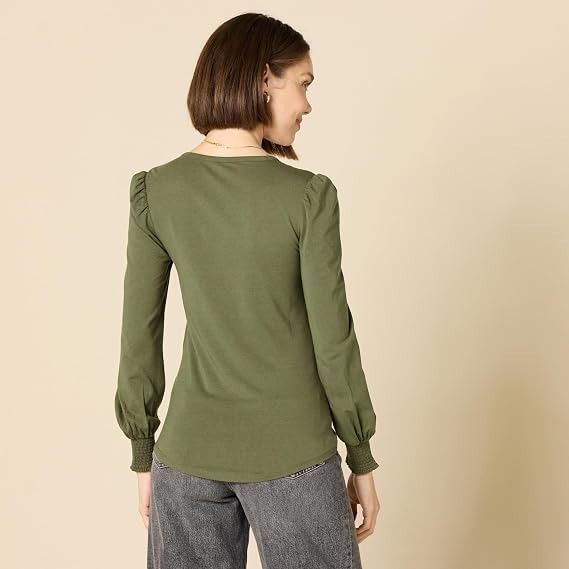 Olive Green Long Sleeve Top image 3
